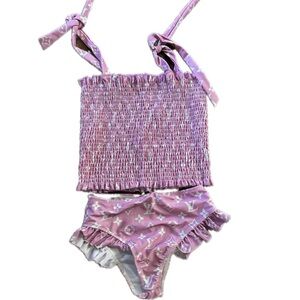 Boutique Pink and White Girls Two Piece Swim Suit Size 10/12